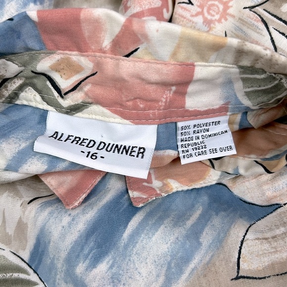 Alfred Dunner Vintage New Women’s 16 Button Up Short Sleeve Hawaiian Floral Top - Picture 3 of 6